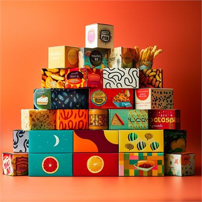 Stack of custom printed product packaging boxes